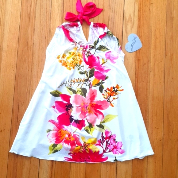 Love U Lots NWT Girls & Tweens Pink Ivory Floral Halter Dress - Picture 4 of 6
